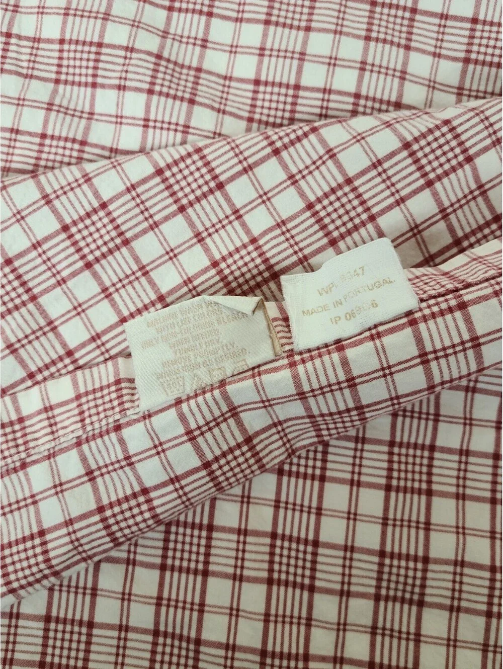 Eddie Bauer Red And White Plaid King Flat Sheet 100% Cotton